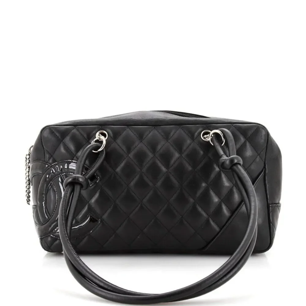 Chanel Cambon Bowler Bag Quilted Leather Medium Black - Picture 1 of 13
